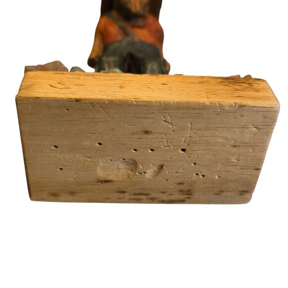 Cowboy Hillbilly Statue Hand Carved Wooden Folk Art Sculpture 11 Inch Vintage - Picture 9 of 16